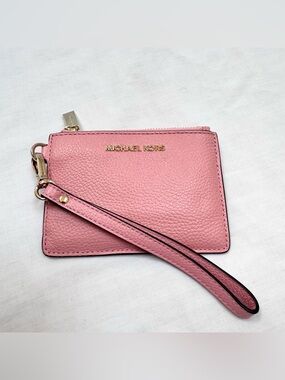 New MICHAEL Kors Money Pieces Small Coin Purse Wallet Leather Carnation Wristlet